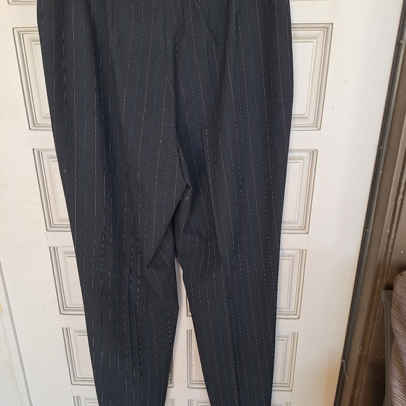 Apt 9 Pinstripe Slacks Black/Blue/Creme Sz12 Straight Leg Front Zip Hi Rise NWOT - Picture 7 of 8